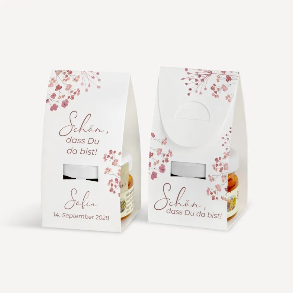 Geschenktäschchen mit Blütenhonig "Trockenblumen Blush"