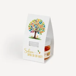 Geschenktäschchen mit Blütenhonig "Lebensbaum Bunte Blätter"