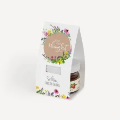Geschenktäschchen mit Erdbeer Konfitüre "Wildblumen"