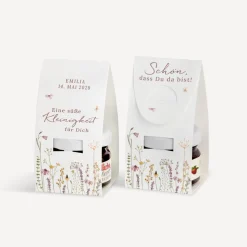 Geschenktäschchen mit Erdbeer Konfitüre "Wildromantische Blüten"