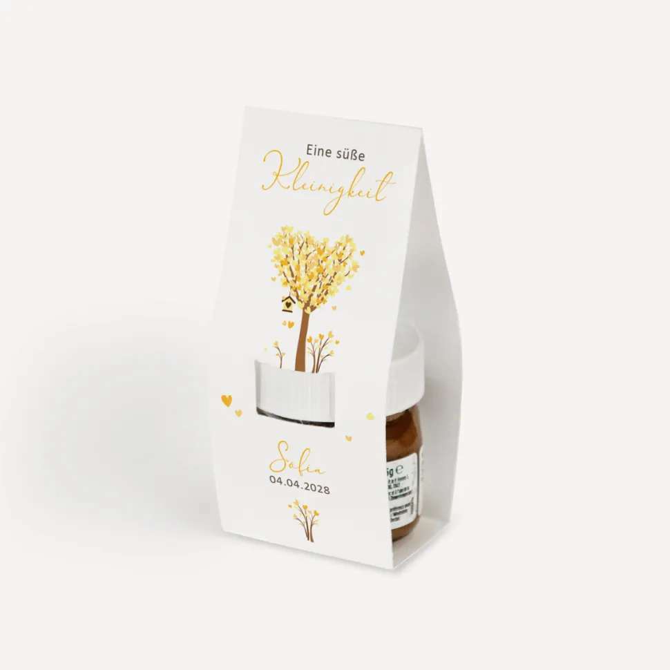 Geschenktäschchen mit Nutella "Baum Herzen"