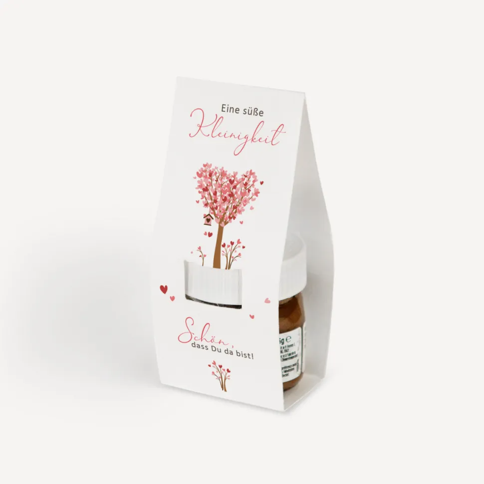 Geschenktäschchen mit Nutella "Baum Herzen"