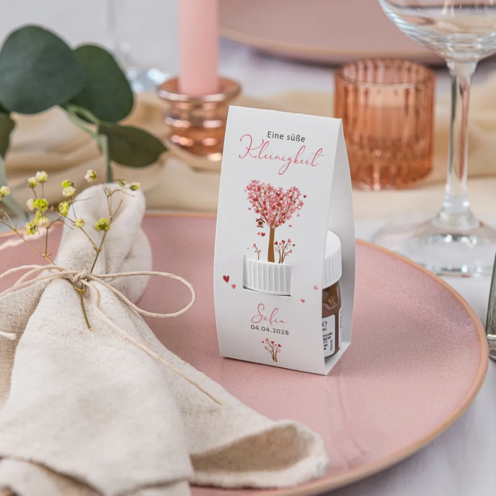 Geschenktäschchen mit Nutella "Baum Herzen"