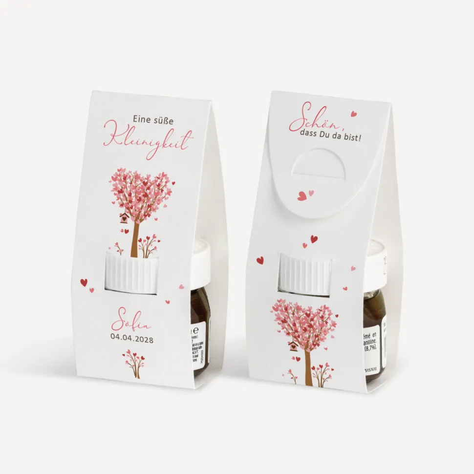 Geschenktäschchen mit Nutella "Baum Herzen"