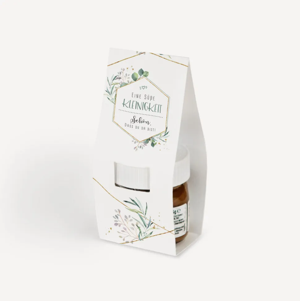 Geschenktäschchen mit Nutella "Aquarell Eukalyptus Zweige"