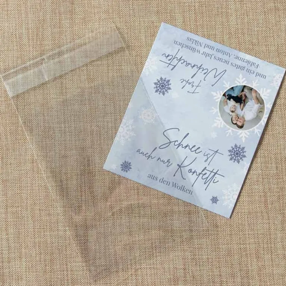 Geschenktütchen Weihnachten + Etikett "Schneeflocken"