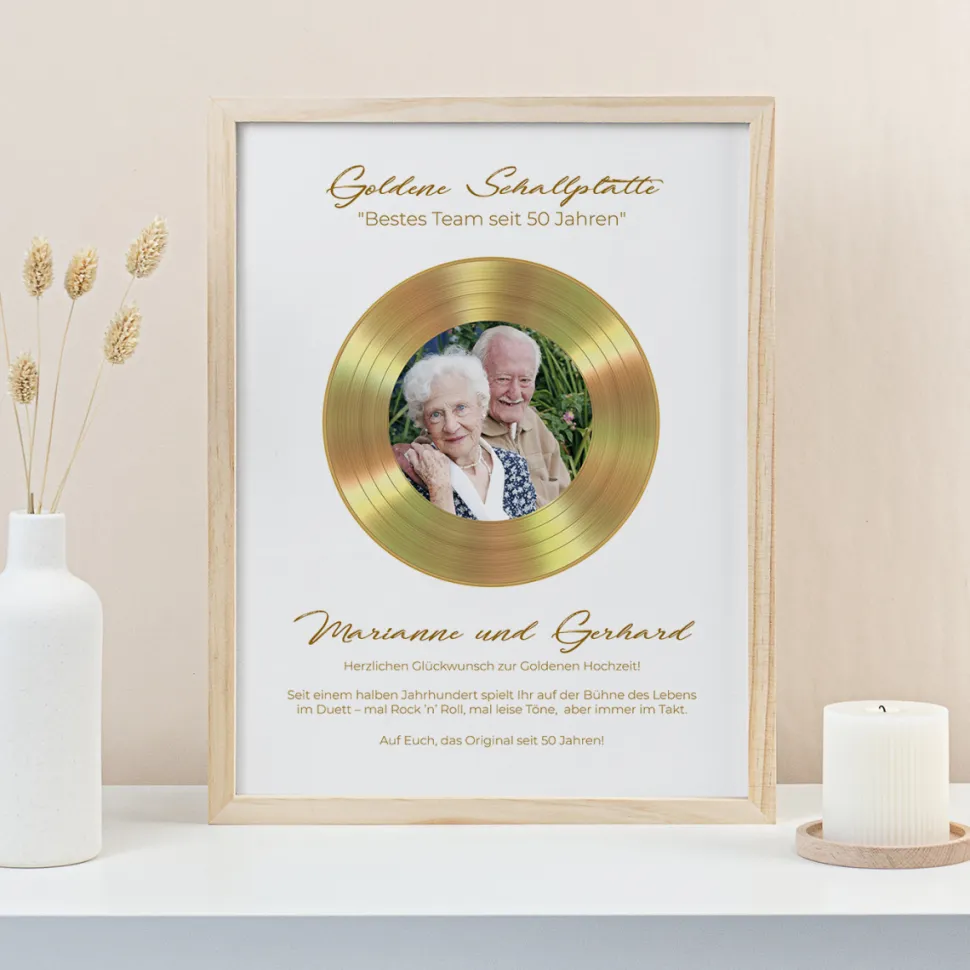 Goldene Hochzeit Geschenk Schallplatte "Bestes Team"