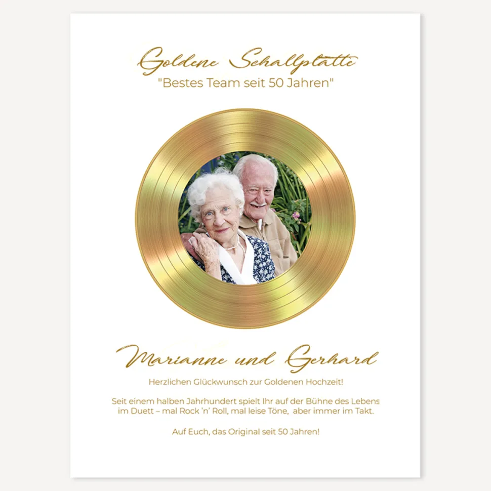 Goldene Hochzeit Geschenk Schallplatte "Bestes Team"