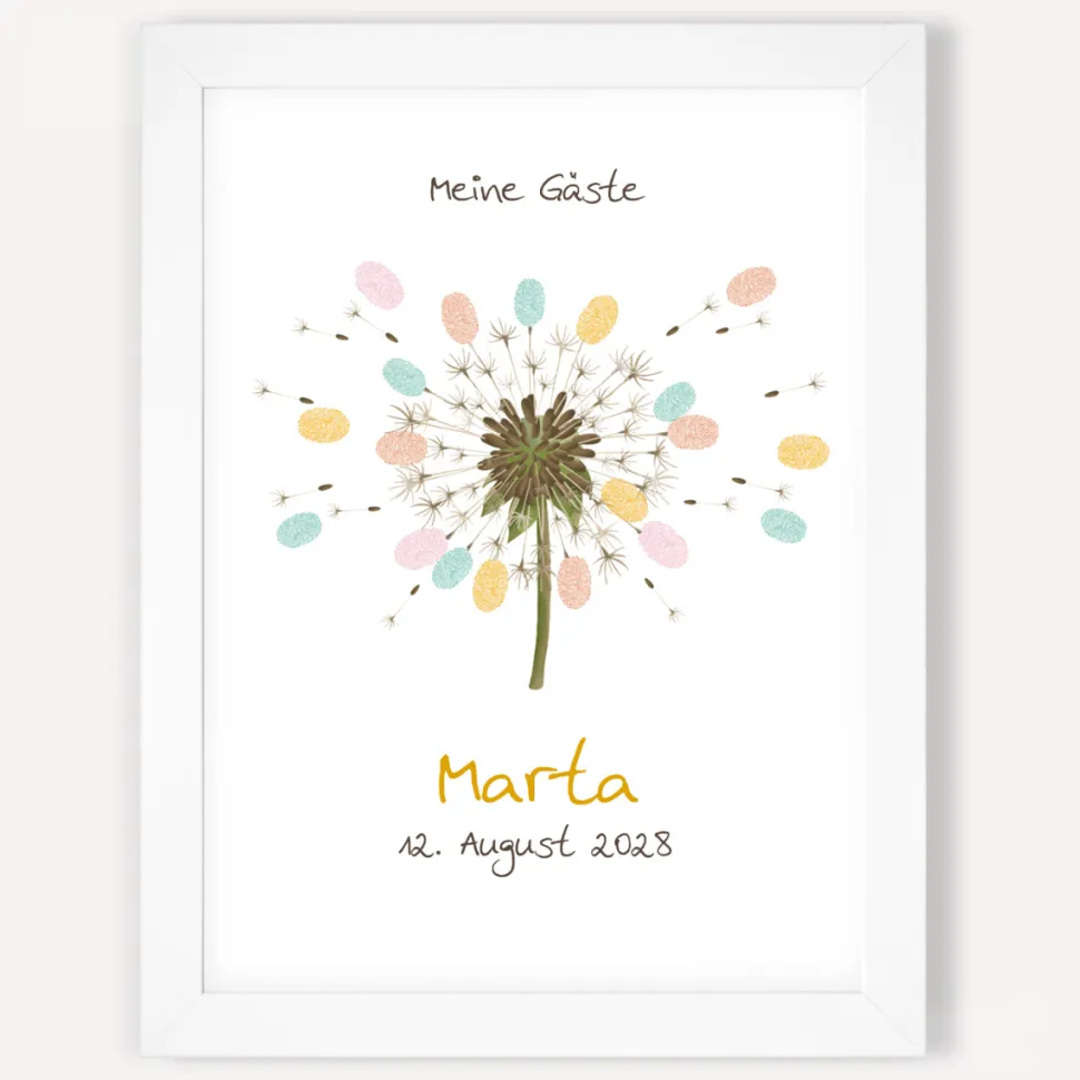 Gästebuch Alternative Fingerabdrücke "Pusteblume"