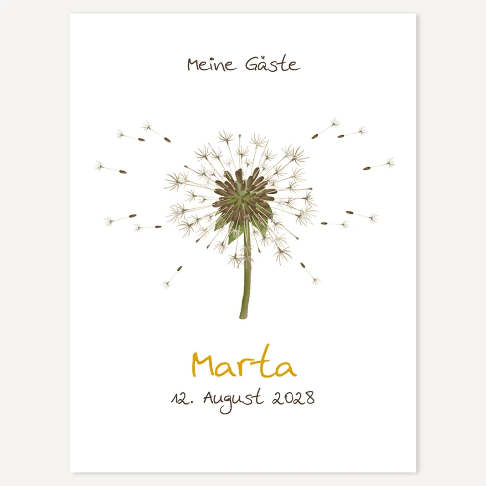 Gästebuch Alternative Fingerabdrücke "Pusteblume"