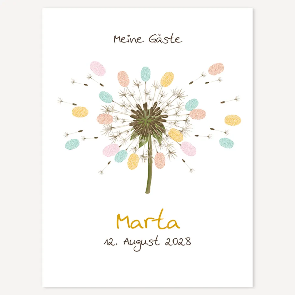 Gästebuch Alternative Fingerabdrücke "Pusteblume"