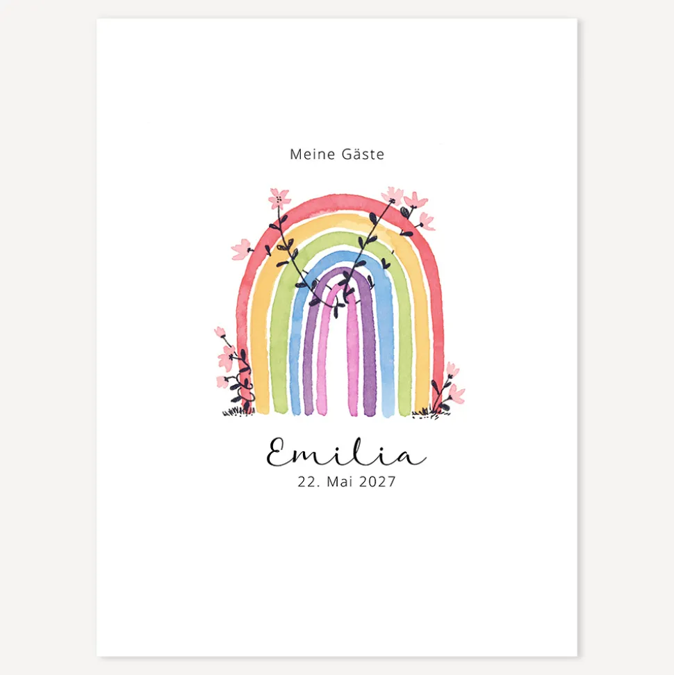 Gästebuch Fingerabdrücke "Regenbogen Vintage"