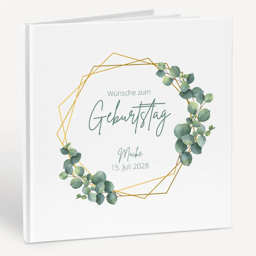 Gästebuch Geburtstag "Eukalyptus Geometrie"