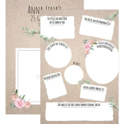 Gästebuchkarten Vintage Blumen personalisiert 48 Stück