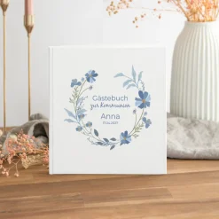 Gästebuch Kommunion "Blütenkranz blau"