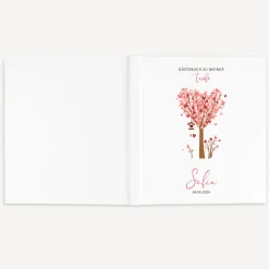Gästebuch Taufe "Baum Herzen" mit Juteband