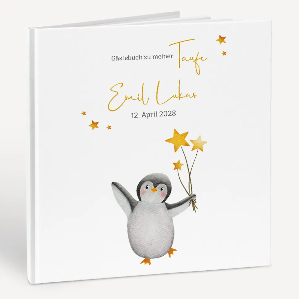 Gästebuch Taufe "Fröhlicher Pinguin"