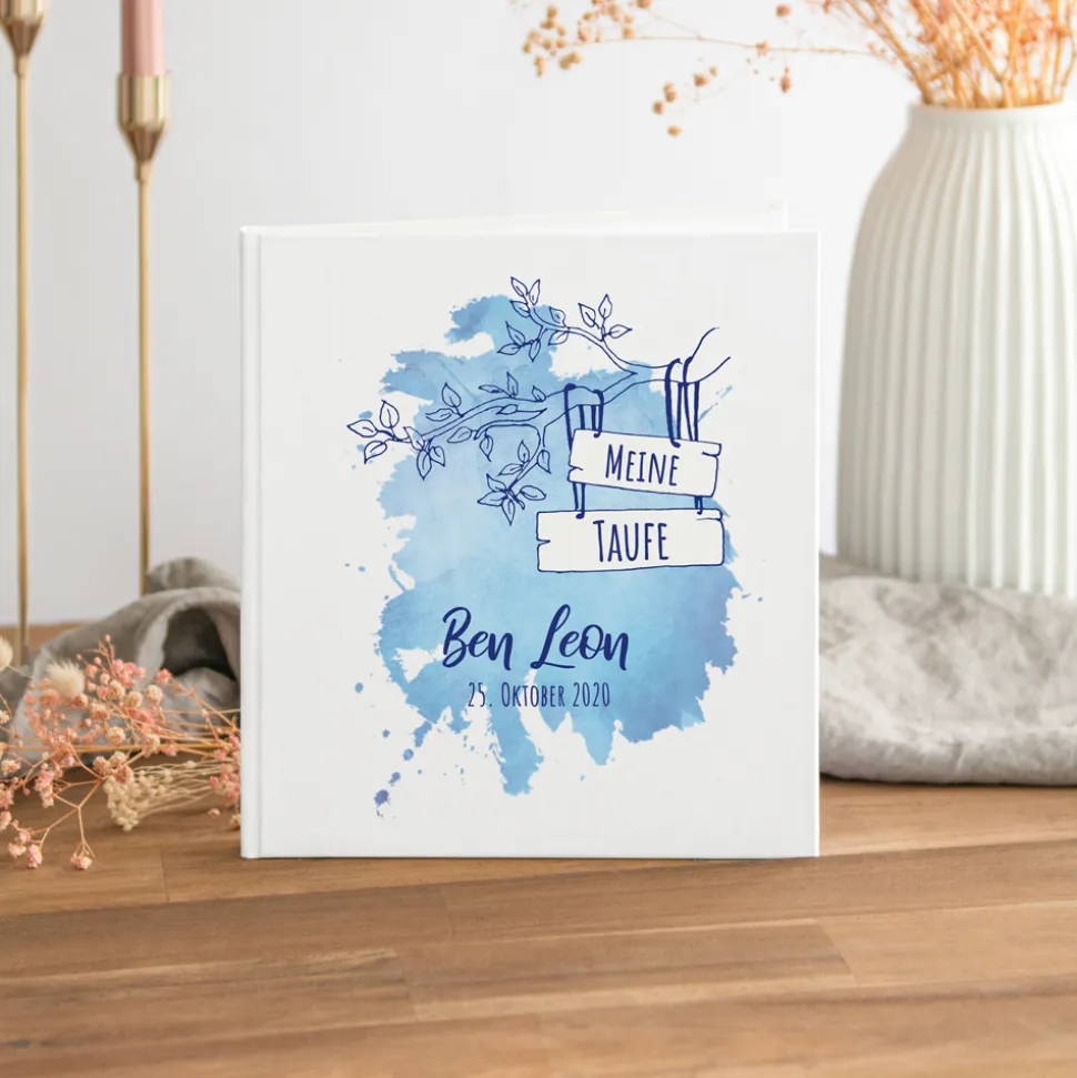 Gästebuch Taufe "Junge Aquarell"