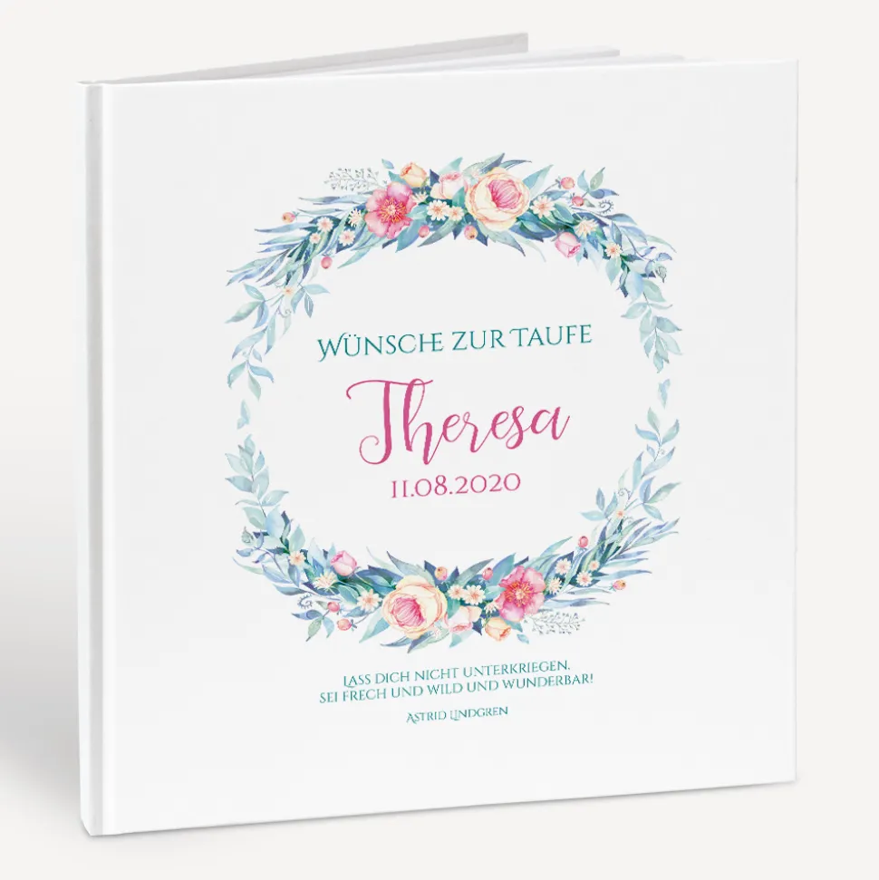 Gästebuch Taufe "Kranz Aquarell"