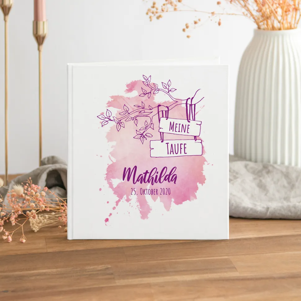 Gästebuch Taufe "Mädchen Aquarell"
