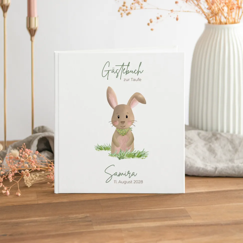 Gästebuch Taufe "Niedlicher Hase"