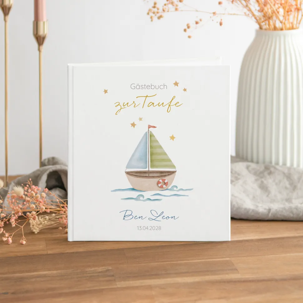 Gästebuch Taufe "Segelboot"