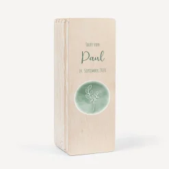 Kerzenbox Holz "Aquarell mit Zweig grün"
