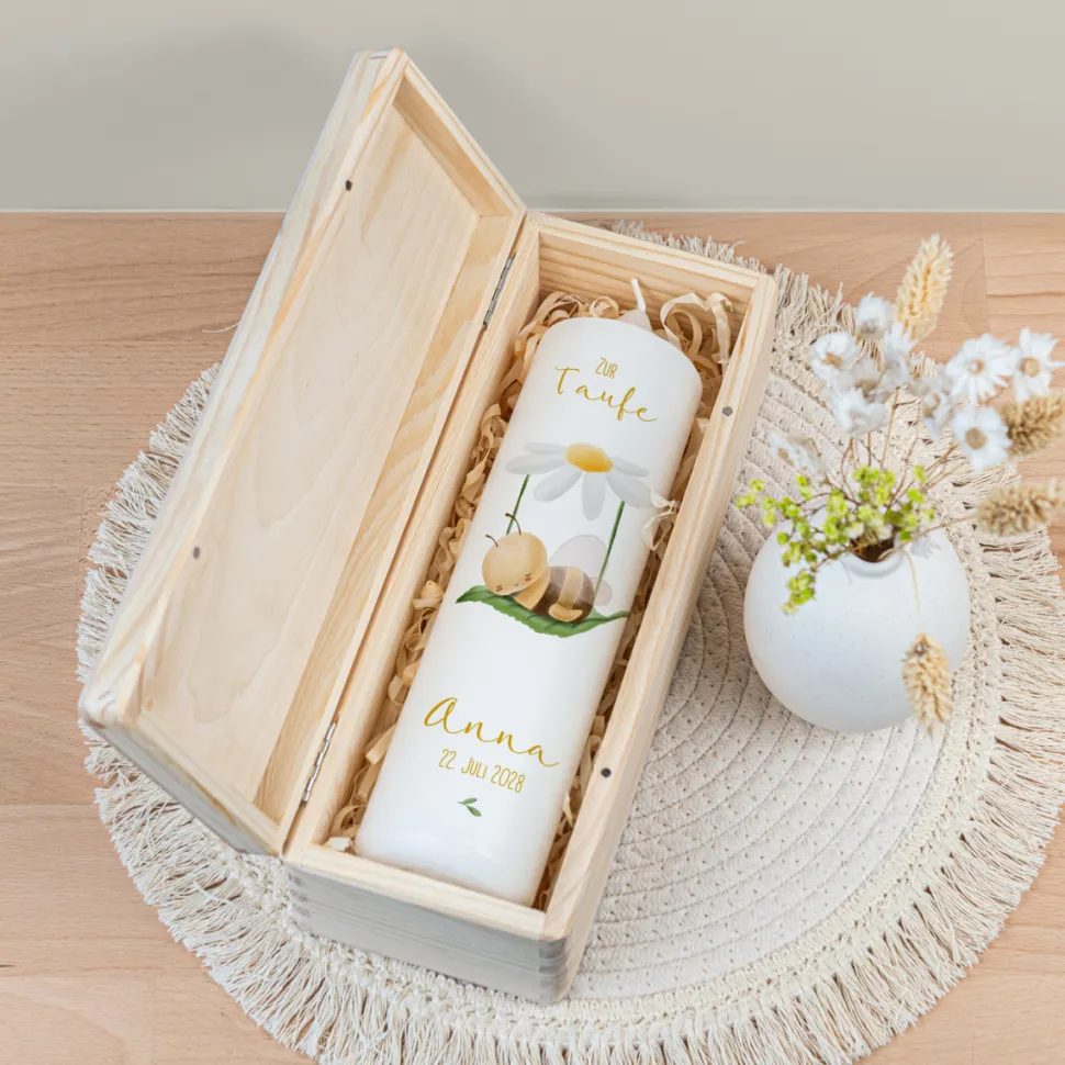 Kerzenbox Holz "Biene im Traumland"
