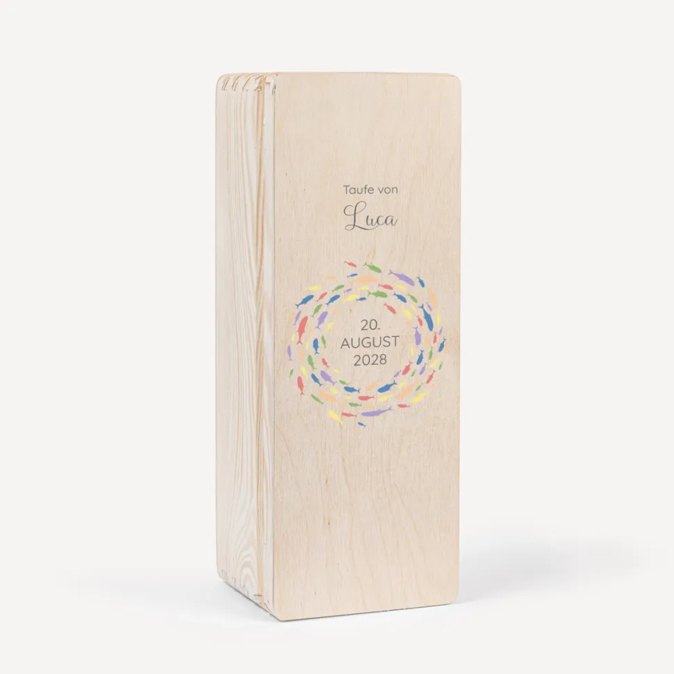 Kerzenbox Holz "Fischschwarm"