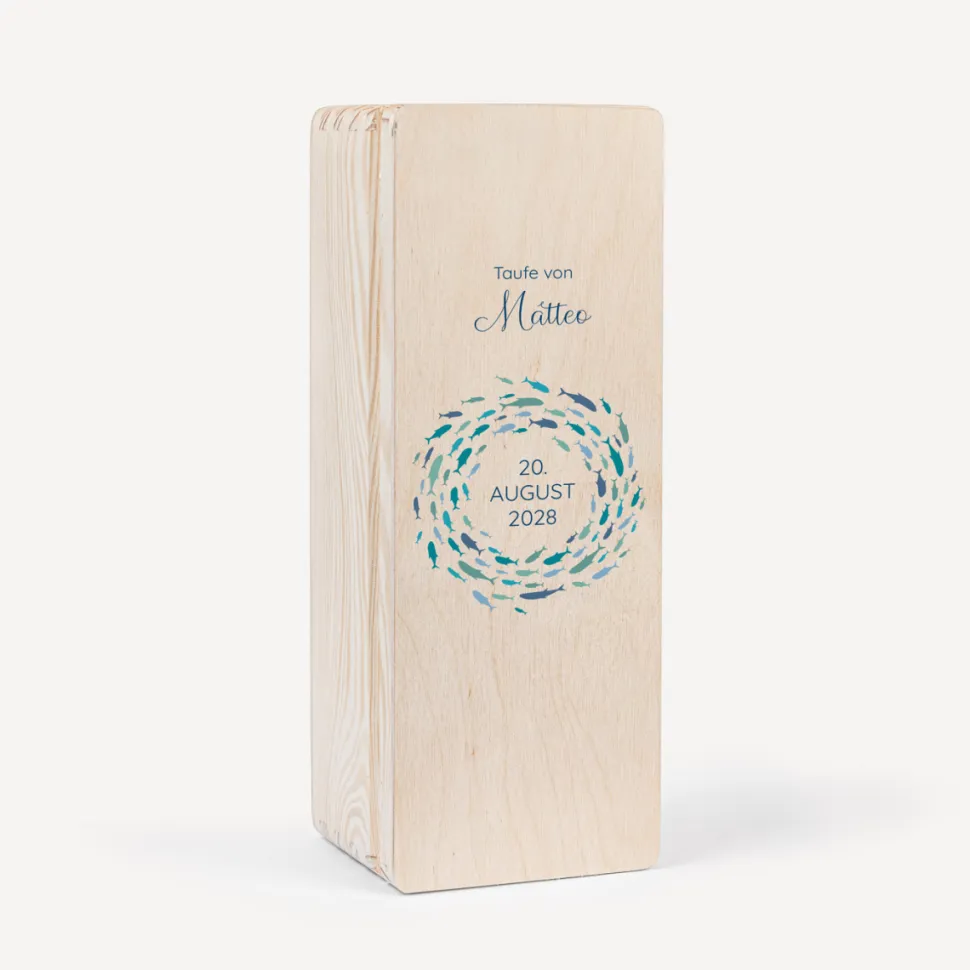 Kerzenbox Holz "Fischschwarm"
