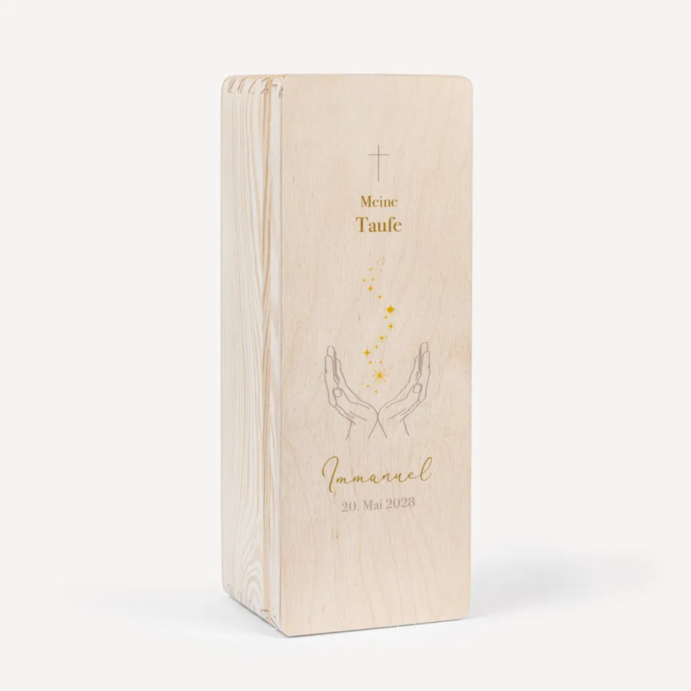Kerzenbox Holz "Hände Sternenzauber"