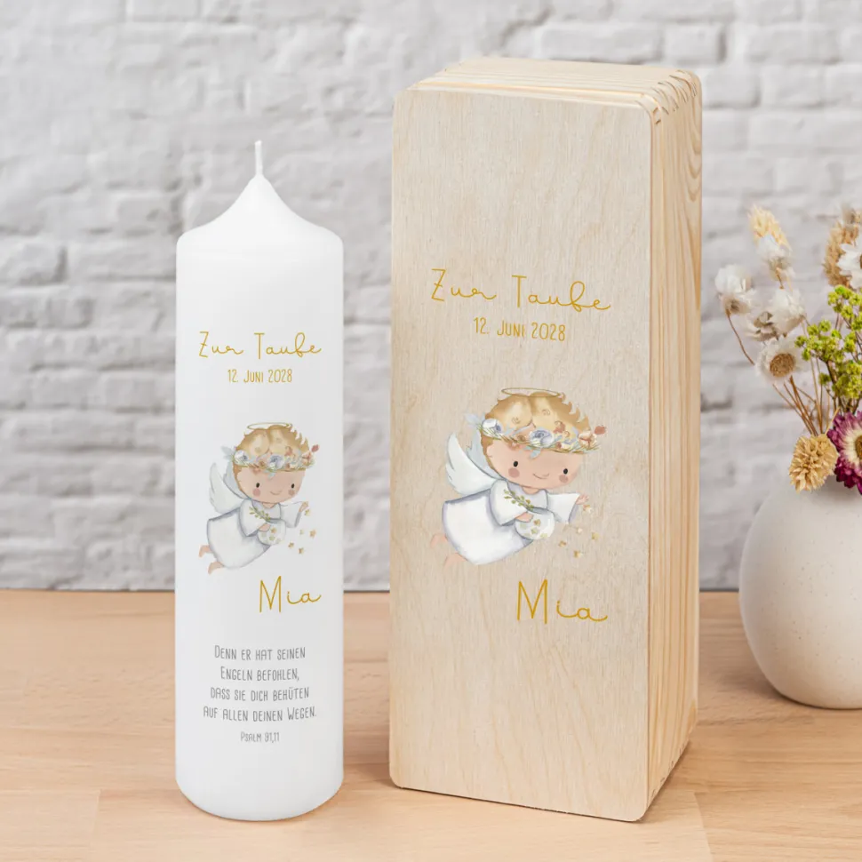 Kerzenbox Holz "Kleiner Engel"