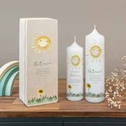 Kerzenbox Holz "Sonne mit Blume"