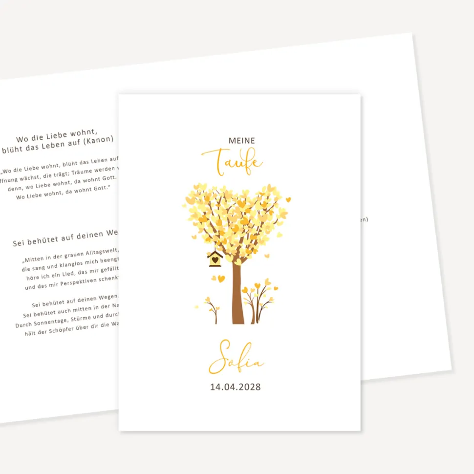 Kirchenheft Taufe "Baum Herzen"
