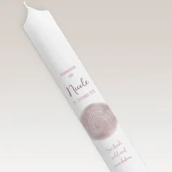 Kommunionkerze Aquarell mit Regenbogen rosa schmal
