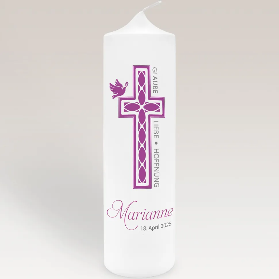 Kommunionkerze Kreuz Mädchen