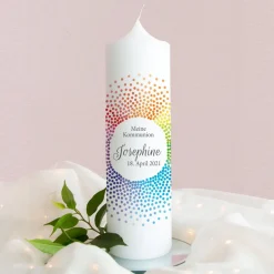 Kommunionkerze Regenbogen Kreis modern