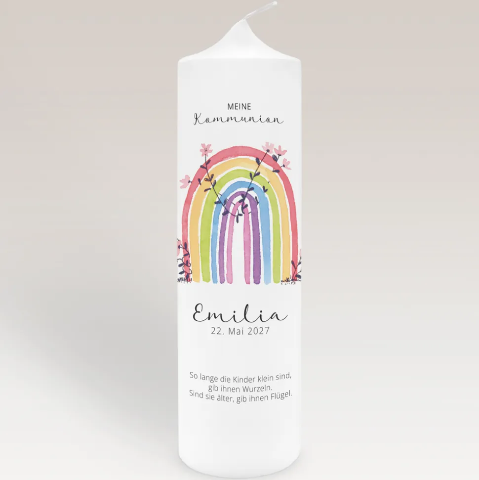 Kommunionkerze Regenbogen Vintage
