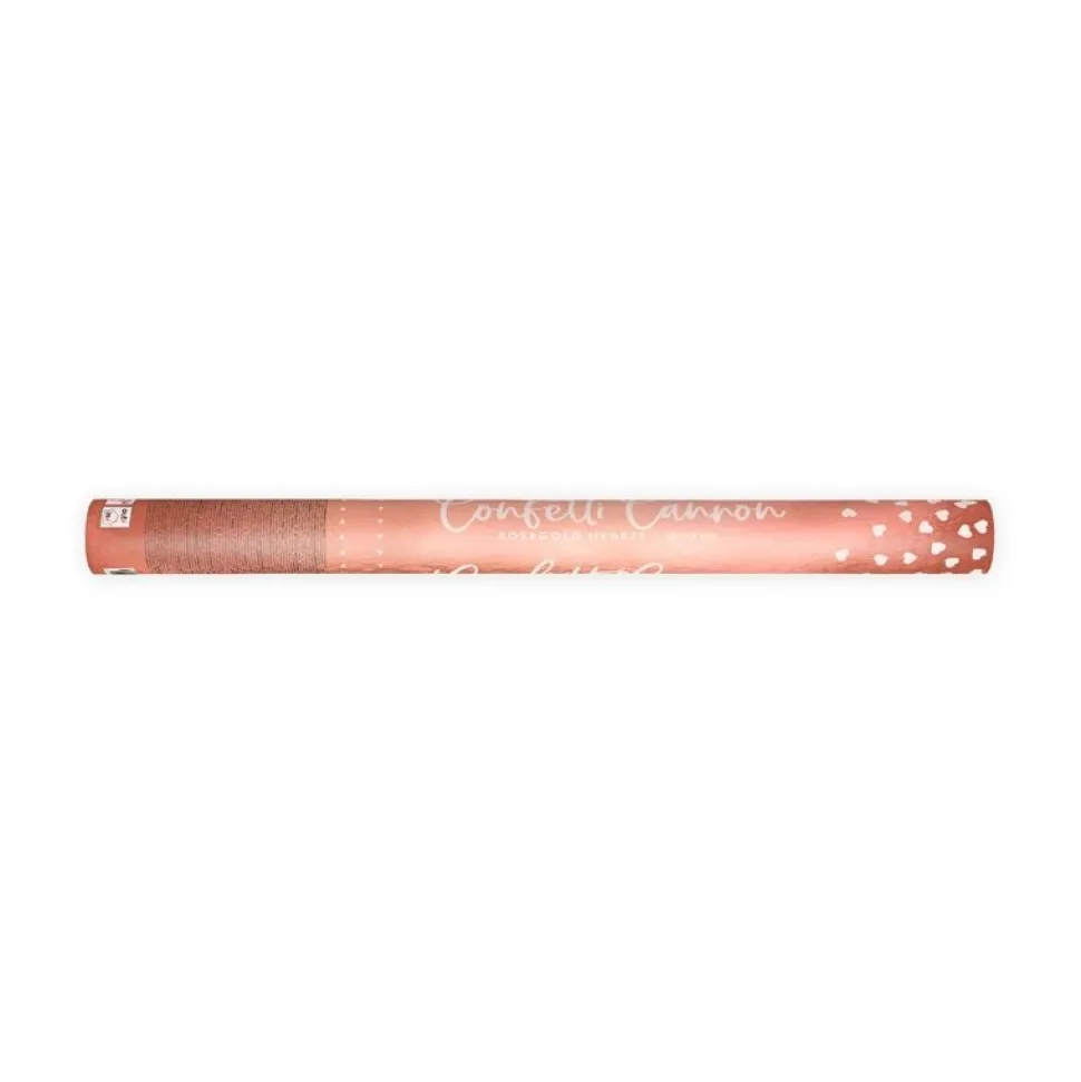 Konfettikanone roségoldene Herzen 60 cm