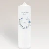 Konfirmationskerze Blütenkranz blau