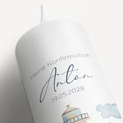 Konfirmationskerze Leuchtturm