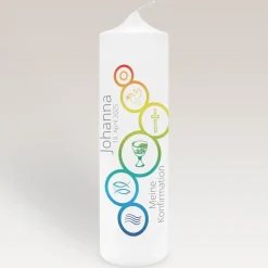 Konfirmationskerze Regenbogen Symbole