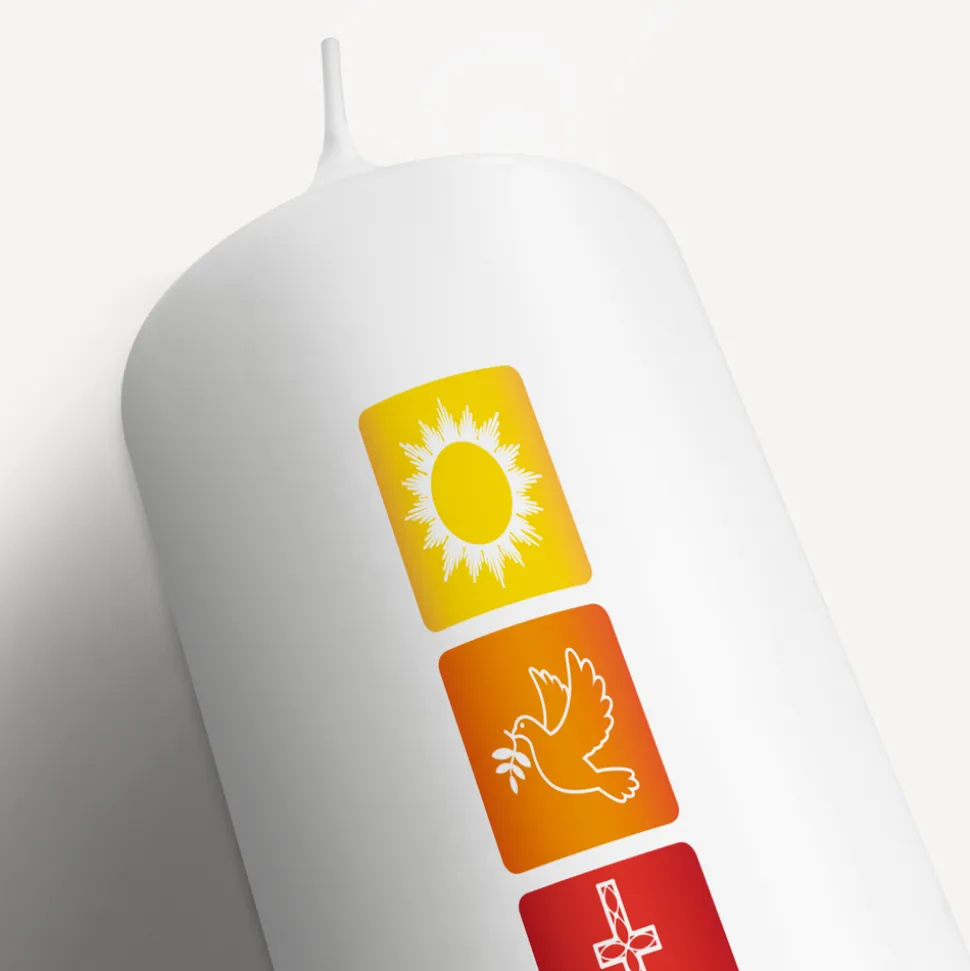 Konfirmationskerze Regenbogen Symbole klassisch