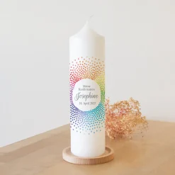 Konfirmationskerze Regenbogen Kreis modern