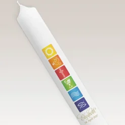 Konfirmationskerze Regenbogen Symbole klassisch schmal