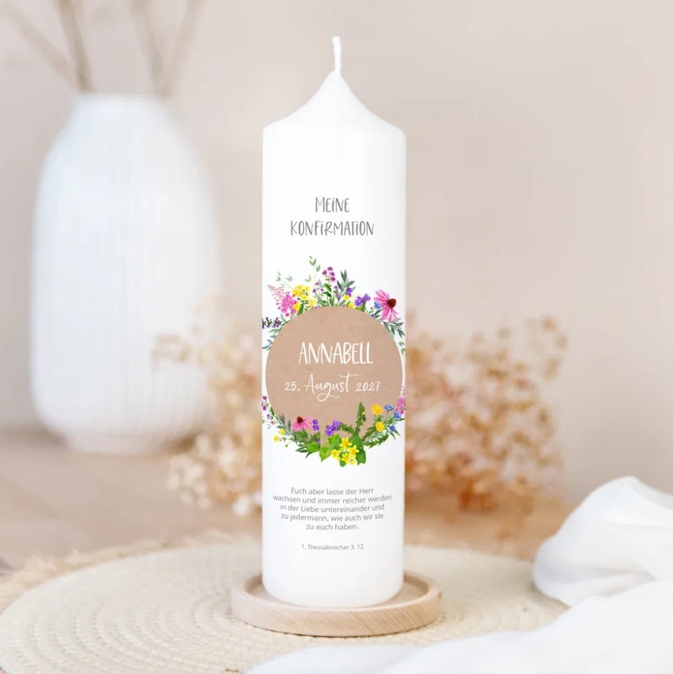 Konfirmationskerze Wildblumen