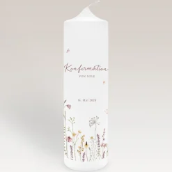 Konfirmationskerze Wildromantische Blüten
