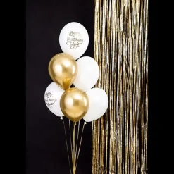 Luftballons Happy Birthday weiß-gold Mix 6 Stück