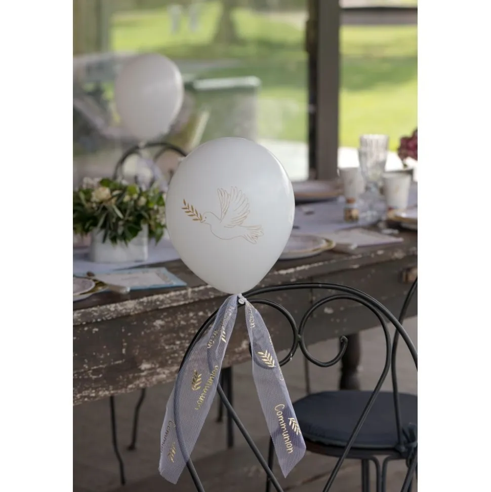 Luftballons Taube weiß gold 8 Stück