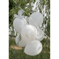Luftballons Taube weiß gold 8 Stück